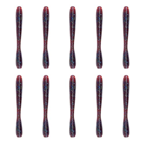 6th Sense – Bounce Worm Bass Fishing Lure Soft Plastic Worm for Wacky Neko Drop Shot Texas Rig - color: Blood Apple, size: 3.8in. (10/pk)