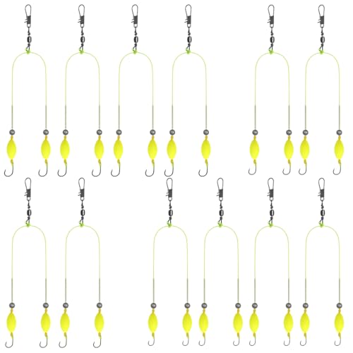 Double Hook Rig Surf Fishing: 9PCS Pompano Float Rigs with 3 Circle Hook Saltwater Gear Tackle for Surf Fishing - color: Green 1