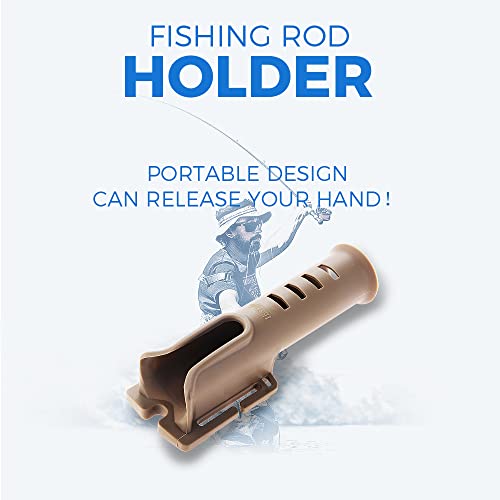 Yetaha Belt Rod Holder, 2 Pack Portable Waist Belt Fishing Rod Holder, Adjustable Pole inserter Fishing Rod Accessories for Boat Kayak Outdoor Fishing (Khaki) - color: Khaki