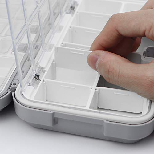 Fishing Tackle Box, Floating Storage Box, Double-Sided Lure Box with Adjustable Dividers Organizer Making Kit Container - color: Light Grey (Size: 7.8" L x 4.2" W x 1.8" H)