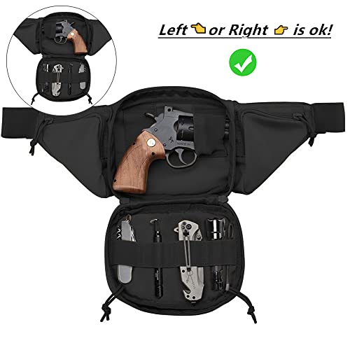 Tactical Fanny Pack Gun Holster Concealed Carry Pistol Military Tactical Waist Bag Waterproof Molle EDC Pouch with USA Flag Patch - color: Black Camouflage