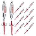Goture Metal Spoon Trout Lures - Long Distance Casting for Trout, Bass, Crappie, Pike, Salmon - Saltwater & Freshwater - 1/4oz to 1-3/8oz Jigging Spoons - color: A:10pcs Fishing Spoons with Feather, size: 1 oz