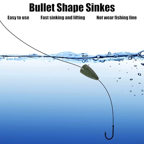 Bullet Fishing Weights Sinkers, 30pcs Worm Weights Fishing Sinkers for Bass Fishing Carolina Rig Texas Rig Slip Sinkers Sliding Fishing Weights Saltwater Freshwater - style: 1/16oz-30pcs