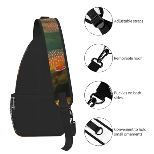 Brook Trout Fly Fishing Sling Bag For Women Men Travel Hiking Backpack Crossbody Shoulder Chest Bags Casual Daypack