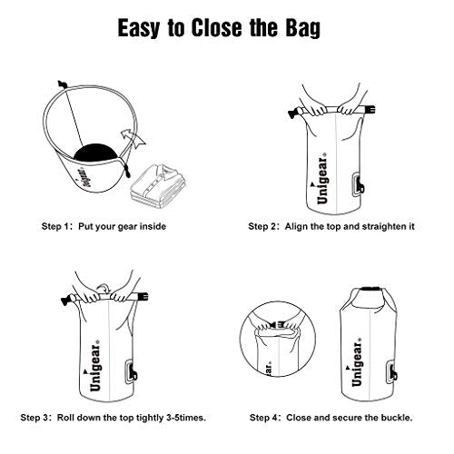 Unigear Dry Bag Waterproof, 2L/5L/10L/20L/30L/40L Floating and Lightweight Bags for Kayaking, Boating, Fishing, Swimming and Camping with Waterproof Phone Case - color: White, size: 10L