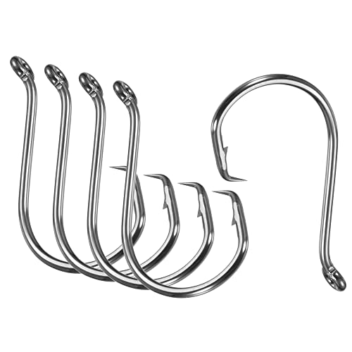 PATIKIL Fishing Circle Hooks, Carbon Steel Offset Hook with Barbs for Freshwater Saltwater - size: 36mm/1.42"