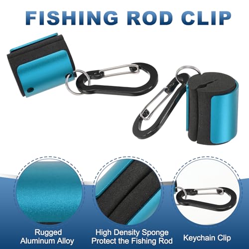 Fishing Rod Clips, Wearable Rod Holders with Keychain Portable Hand-Free - color: Blue
