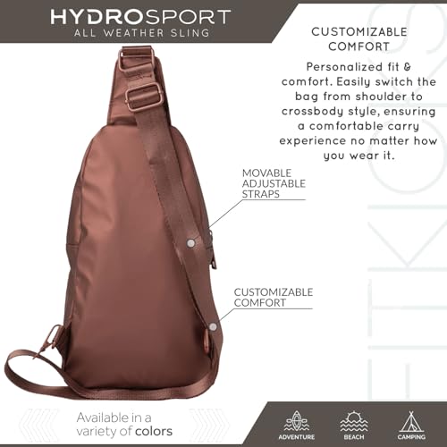 FITKICKS Hydrosport All Weather Sling Bag Unisex Crossbody Travel Hiking Chest Bag - color: Copper