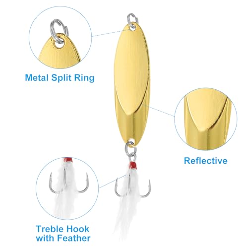 PATIKIL Fishing Spoons, Fishing Lures Casting Spoon Treble Hooks Jigs Hard Metal Spinner Baits for Freshwater Saltwater - style: 1/4oz