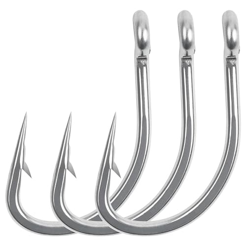 Live Bait Hooks Saltwater O'shaughnessy Circle Hook Stainless Steel Short Shank in-Line Point Fishing J Hooks for Catfish Tuna Bass Salmon Size 1#-5/0 - size: 5/0-50pcs