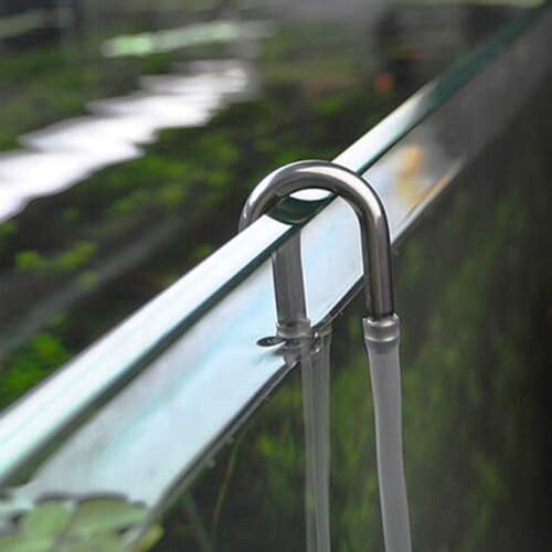 Silver Aquarium Airline Tubing Stainless Steel Connectors U Shape Fish for Tank Air Tube Metal Pipe for 4mm I.D. Air Line Hose Aquarium Pumps and Filters