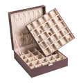 Frebeauty Earring Organizer Classic Jewelry Box 50 Slots Double Layer Jewelry Storage Case with 6 Necklace Hook and Bracelet Pocket(Dark Brown) - color: Dark Brown
