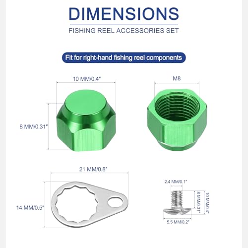 Fishing Reel Screw Nut Caps, Right Handle Knob Locking Plate Nut Replacement Parts - color: Green, size: M8