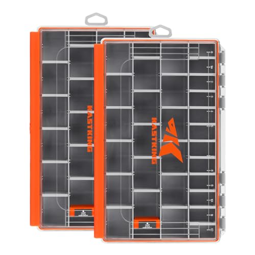 KastKing HyperSeal Waterproof Tackle Box, Waterproof 3600 and 3700 Tackle Trays, Fishing Tackle Box Organizer with Removable Dividers, Lure Box and Terminal Tackle Storage - size: 3700 (2 Packs)