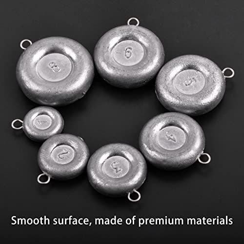 Disc Sinkers Fishing Weights Coin Sinker Weights Saltwater Surf Fishing Weights Bottom Drifting Trolling Catfishing Gear Tackle Fishing Sinker Weights 1oz 2oz 3oz 4oz 5oz 6oz 8oz - style: 2oz-8pcs