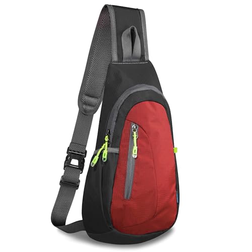 TITECOUGO Small Sling Bag, Lightweight Crossbody Backpack for Men Women, Shoulder Bag for Sports and Outdoor - color: Black/Red