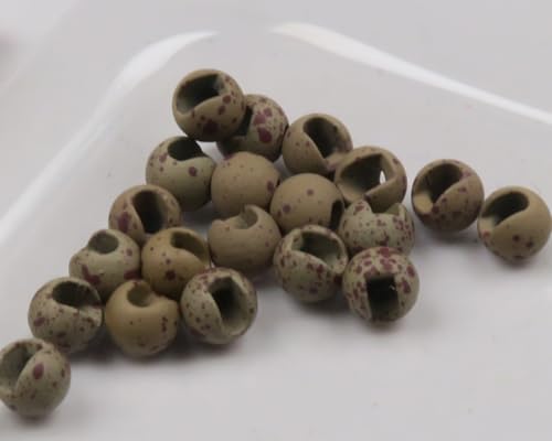 Hareline Fly Tying Mottled Tactical Slotted Tungsten Beads – Natural Finish Weighted Jig Beads, 20 Pack - color: Hare's Ear Brown, size: 3/32 2.3mm