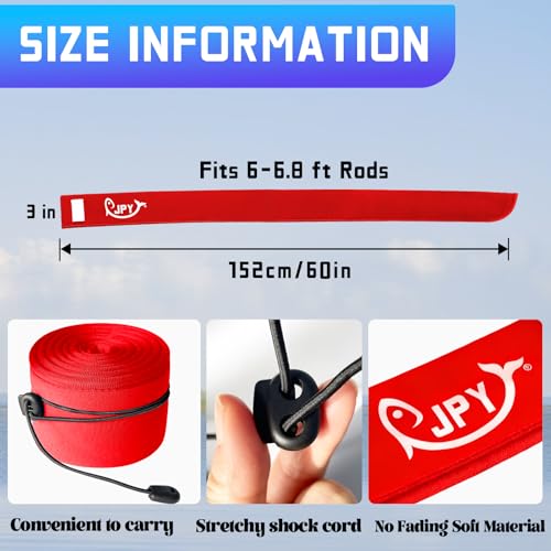 JPY 2 Pcs 3in Wdith Neoprene Fishing Rod Sleeve Protective Rod Covers for Fishing Poles Hook-Resistant Rod Storage Case Fits Spinning Casting Trolling Rods - size: Red x 1 - 60 IN