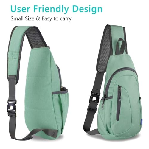 TITECOUGO Small Sling Bag, Lightweight Crossbody Backpack for Men Women, Shoulder Bag for Sports and Outdoor - color: Z1-canvas, Aqua Geen