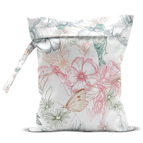 Flower Wet Dry Bags for Diaper Waterproof Swimsuit Washable Reusable Bag for Beach Diapers Dirty Yoga Gym Clothes Plant Gifts for Men Friend Women 12.5x10.2 Inches - color: Flower2
