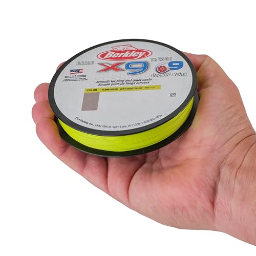 Berkley x9 Braid Fishing Line - color: Flame Green, size: 328yd, style: 6lb Test