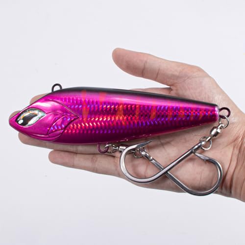 Alwonder High Speed Trolling Lures Up to 17 Knots Saltwater Fishing Lures Sinking Hard Baits 6-3/4”/7.5oz with Heavy-Duty 7/0 Hook Deep Diving Jerkbait Fishing Plug Offshore Lure for Marlin Tuna Wahoo - color: Hot Pink Mackerel