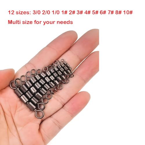 10-30pcs High Speed 3 Roller Swivels 3 Bead Rolling Chain Swivel Fishing Line Lure Connector 12 Sizes - size: 2/0-10pcs