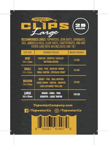 Top Water Co. Fishing Speed Clips - Durable Stainless Steel, Fast Lure Connector (Multiple Sizes) - size: Large 120lb