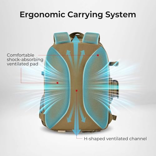 Piscifun Fishing Tackle Backpack with Rod & Gear Holder, Lightweight Outdoor Water-Resistant Fishing Shoulder Storage Bag with Protective Rain Cover, Khaki - color: Khaki, size: Standard