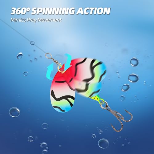 Inline Spinner Bait – Fish-Shaped Spinnerbait Lures 5-Pack, 360° Rotation with Reflective Blades, Perfect for Freshwater & Saltwater Fishing, Targeting Bass, Trout, Pike, Perch & More - color: Little Fat Fish Spinnerbait
