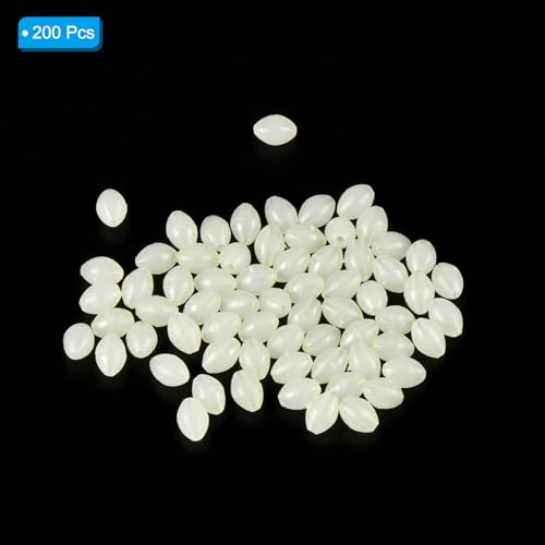 PATIKIL Glow Fishing Beads Soft Plastic Oval Rubber Luminous Fishing Bait Eggs Rig Bead Tackle Lures Accessories with Storage Box - color: White, size: 4x3mm