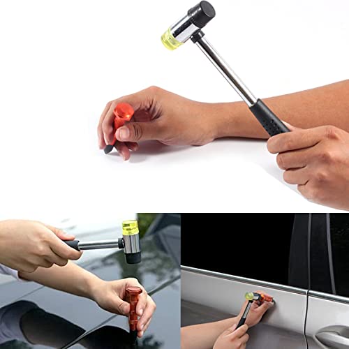 LadyRosian 12PCS Paintless Dent Repair Tools Aluminum Dent Hammer with Knock Down Head Tap Rubber Hammer Set for Car Hail Damage Repair - color: Tool B