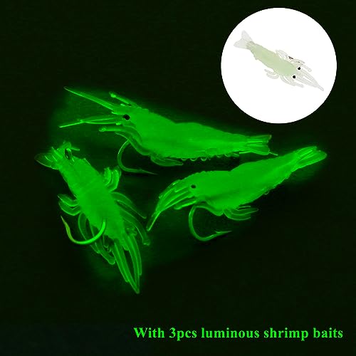 15pcs Shrimp Bait Hooks, Soft Fishing Lure Soft Bait, Soft Prawn Fishing Lures - color: Multi-color