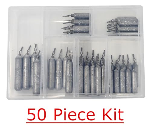 Reaction Tackle Drop Shot Weights for Bass Fishing - Skinny Pencil Sinkers for Drop Shot Rig - Freshwater and Saltwater Finesse Fishing - color: Silver, size: 50 Piece Kit