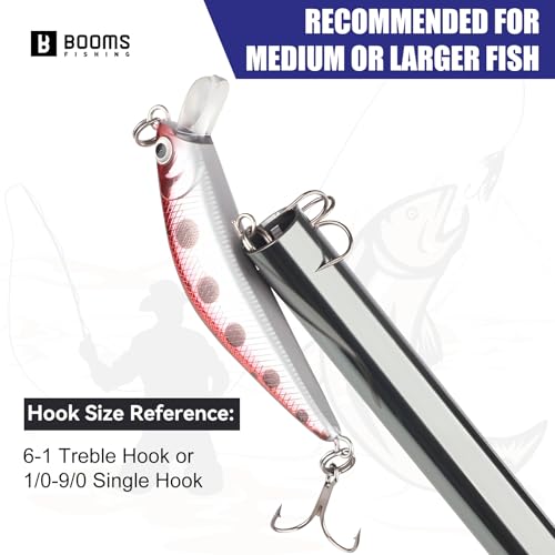 Booms Fishing Hook Remover Tool: 9.6" Squeeze-Out Fish Dehooker for Saltwater and Freshwater, Quick Release Aluminium Fish Hook Extractor with Lanyard, Fishing Tools for Men, XW20