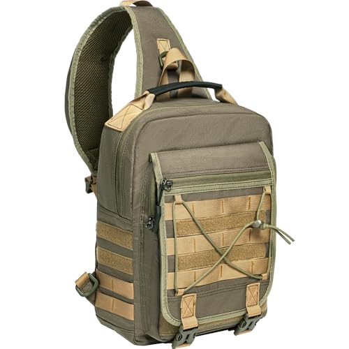 NICGID Tactical Sling Bag Pack Military Rover Shoulder Sling Backpack EDC Molle Assault Range Bag - color: Army Green-808-1, size: 13.3 inch