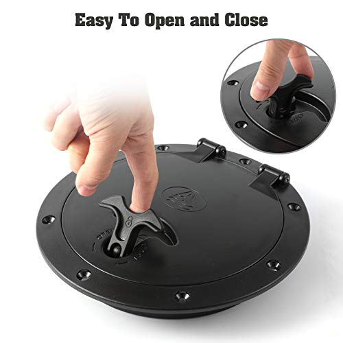 2 PCS 6'' Black Deck Plate Kit Deck Hatch with Storage Bag for Fishing Kayak Boating