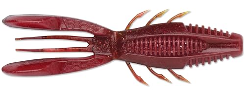 CrushCity Bronco Bug Soft Plastic Bass Lure, Dual-Action Creature Bait with Hinged Arms & Subtle Leg Movement - color: Chile Craw, size: 4"