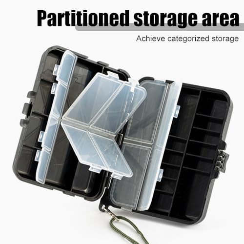 Fishing Tackle Box, Waterproof Double-Sided Utility Fishing Lure Storage Organizer with Removable Dividers for Hooks, Baits