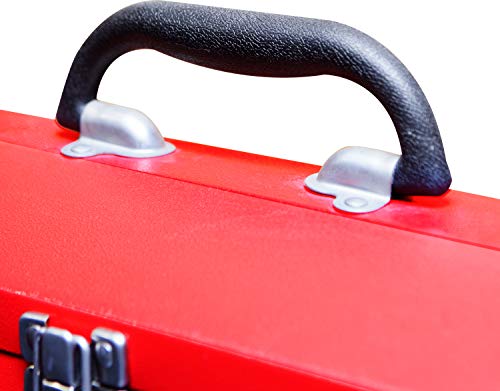 BIG RED TB102 Torin 16" Hip Roof Style Portable Steel Tool Box with Metal Latch Closure, Red - color: Red, size: 16.7"x6.9"x4.9"