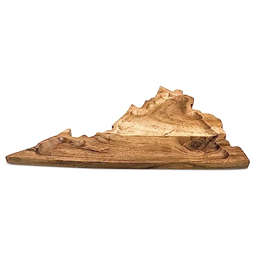 Virginia Shaped Acacia Wood Serving and Cutting Board- Ideal Gift for Virginian Friends and Family- Large, Heavy Duty for Everyday Use and Special Occasions