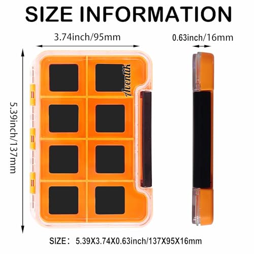 2PACK-Aventik Waterproof Slim Pocket Fly Hook Box Bait Storage Tackle Box (8 Magnetic Compartment-Orange, Small) - style: M:Orange-8C