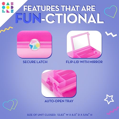 Caboodles On-The-Go Girl Makeup Box, Two-Tone Lilac on Cobalt, Hard Plastic Makeup Organizer Box, Built-In Mirror, Secure Latch for Safe Travel, Spacious Storage for Large Items - color: Lilac