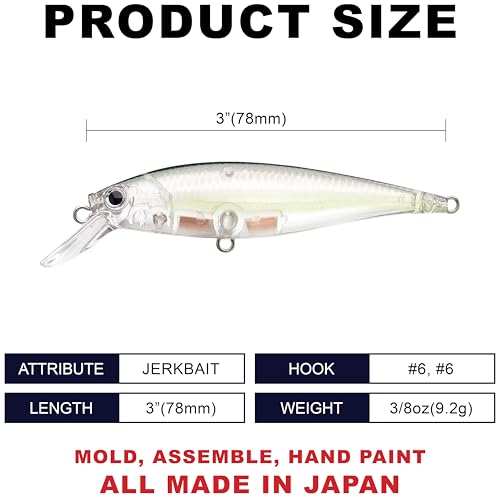 LUCKY CRAFT Pointer 78SP Fishing Lures, 3" Freshwater Bass & Trout Lures, Suspending 4ft-5ft Depth, Jerkbait, Bass Fishing Gear and Accessories, Ghost & Aurora - color: 252 Phantom Chartreuse Shad