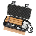 Travel Humidor Box With Cigar Accessories - Spanish Cedar, Humidifier, Cutter, Stand, Punch - Holds 4-5 Cigars - Waterproof, Crushproof, Airtight Seal - size: Store 4-5 cigars