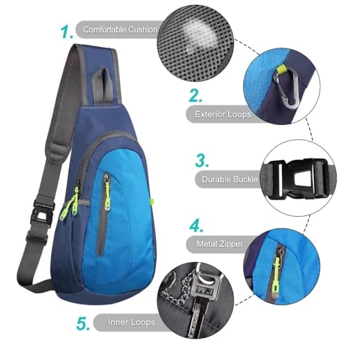TITECOUGO Small Sling Bag, Lightweight Crossbody Backpack for Men Women, Shoulder Bag for Sports and Outdoor - color: Navy/Blue