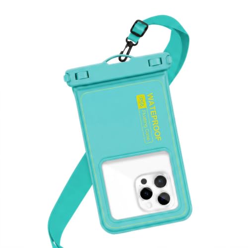 Floatable Waterproof Phone Pouch Case for iPhone 17 16 Pro Max/15/14, IP68 Travel Cellphone Dry Bag Beach Cruise Ship Essentials Bags with Crossbody Lanyard, Teal Green - 7″ - color: Teal Green
