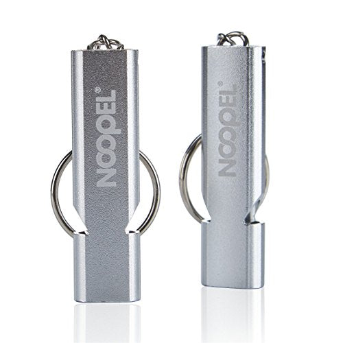 Noopel Emergency Whistles Lifeguard Safety Whistle with Lanyard and Keychain for Outdoor Camping Hiking Boating Backpacking Fishing Kayak Kids Rescue Signaling Loud Survival Whistle - color: 2 Pack Silver