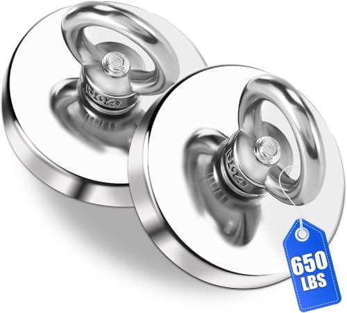 DIYMAG Strong Neodymium Fishing Magnets with Countersunk Hole Eyebolt Diameter 2.95 inch(75 mm) 650 lbs(295 KG) Pulling Force for Retrieving in River and Magnetic Fishing-2pack - size: 75mm 2P