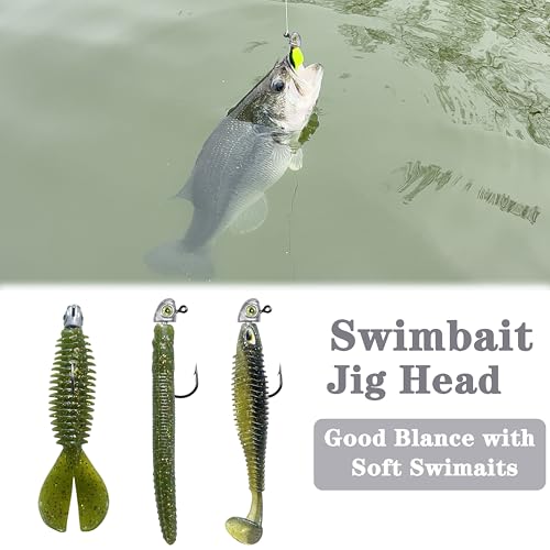Swimbait Jig Heads Fishing Jigs Swim Bait Jighead with Two Bait Keepers and 3D Eyes 1/8 3/16 1/4 3/8 1/2oz Jigheads Freshwater Saltwater Fishing - size: Assorted